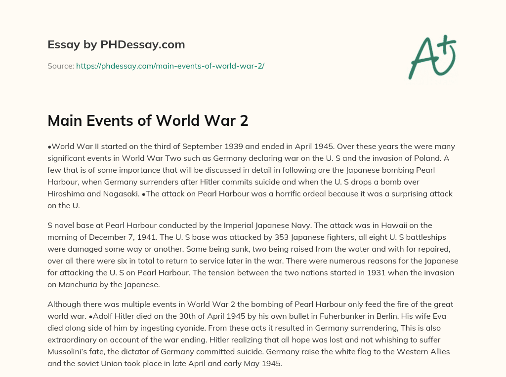 Main Events of World War 2 essay
