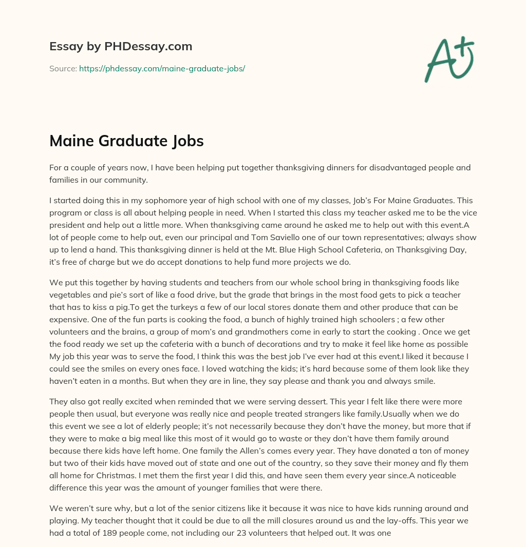Maine Graduate Jobs essay