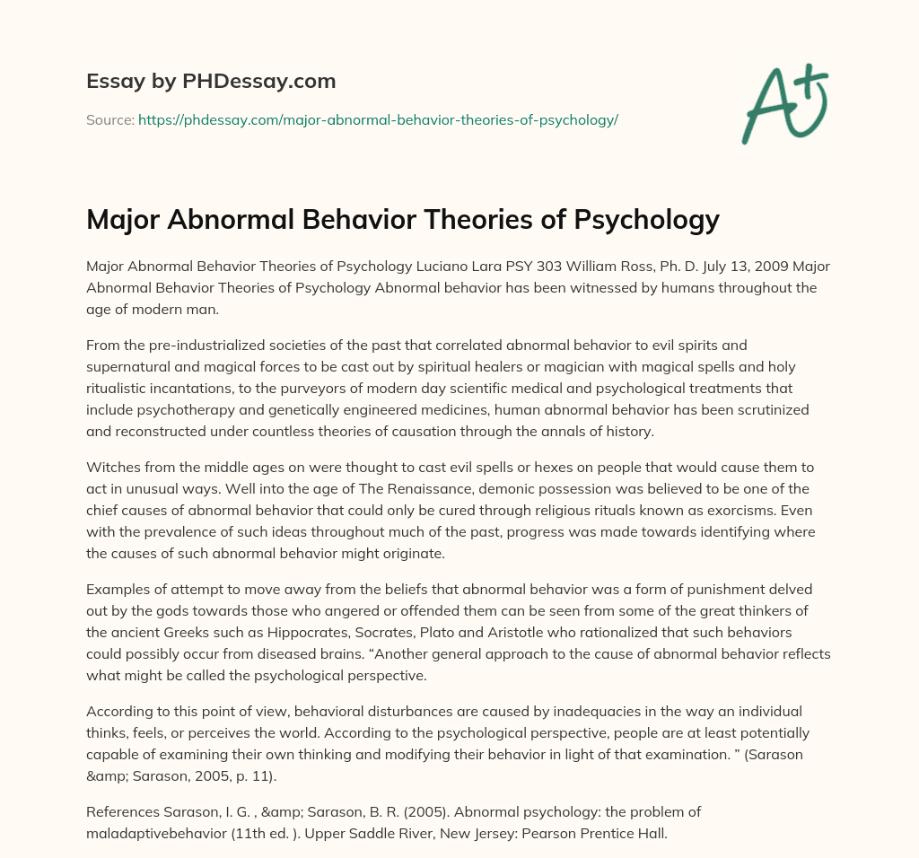 dissertation topics on abnormal psychology