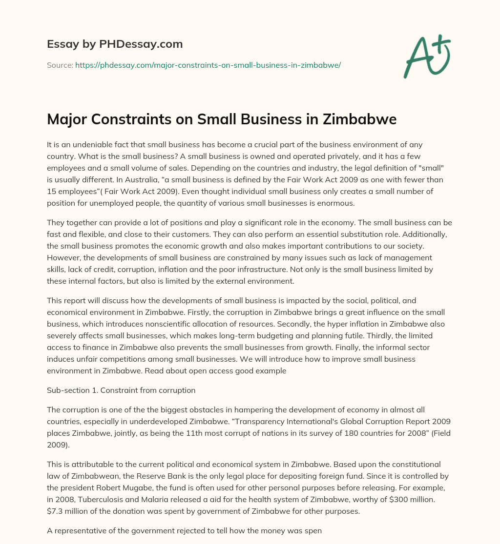 zimbabwe essay introduction