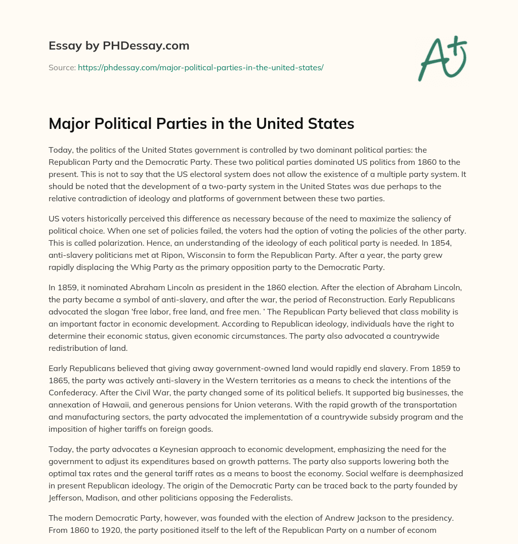 Major Political Parties in the United States essay