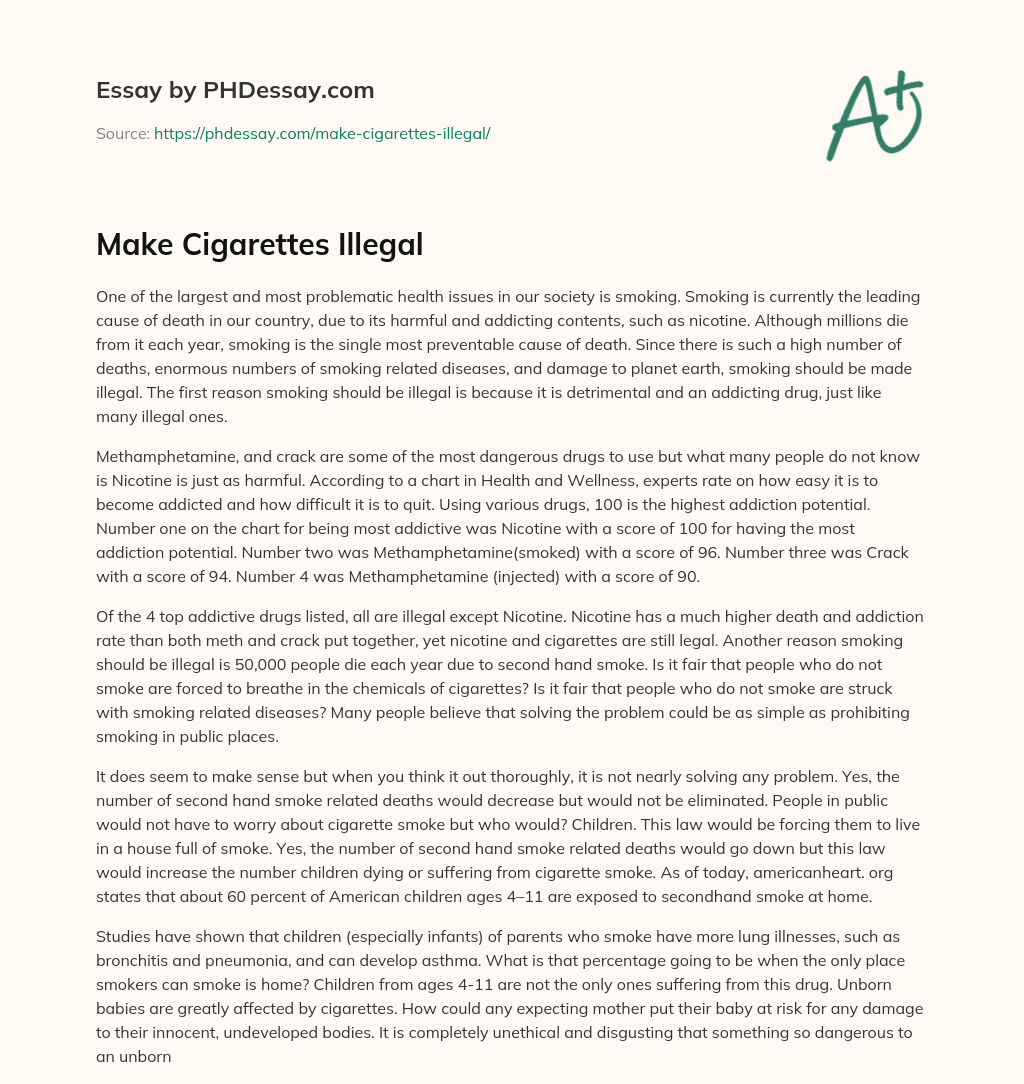 Make Cigarettes Illegal essay