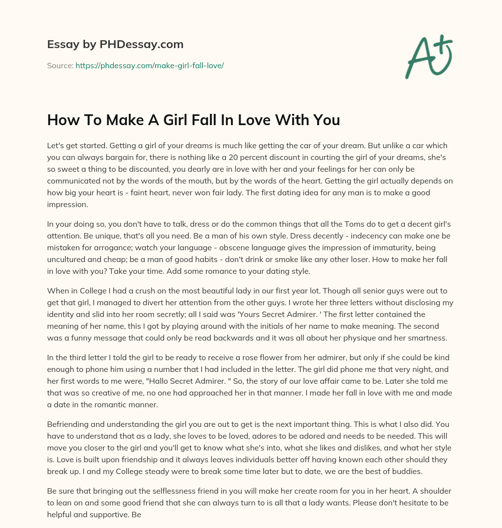 How To Make A Girl Fall In Love With You essay