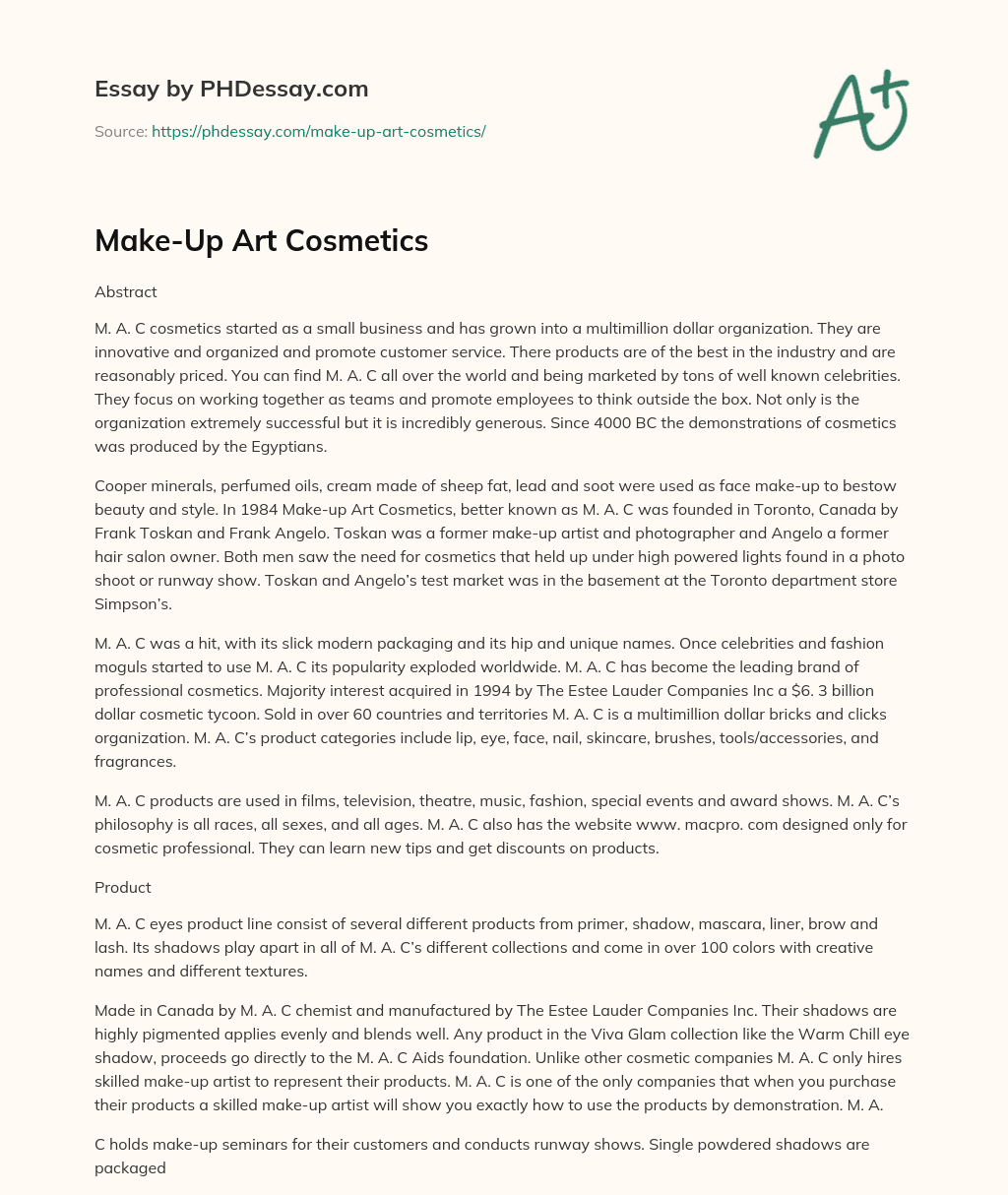 Make-Up Art Cosmetics essay
