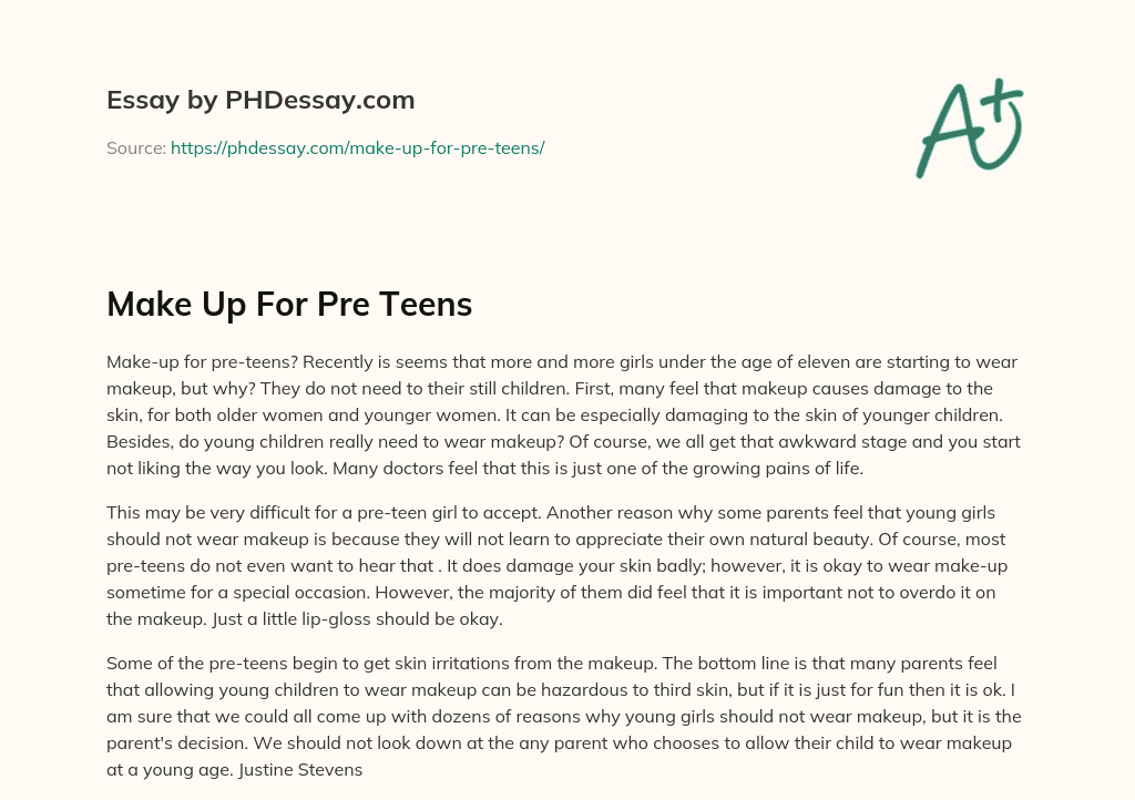 Make Up For Pre Teens essay