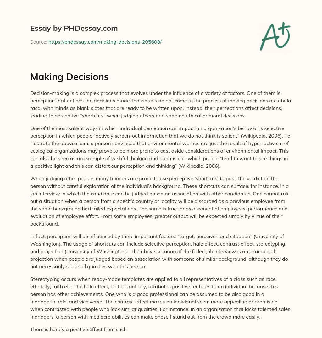 Making Decisions essay