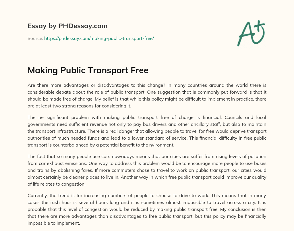 essay on make public transport free