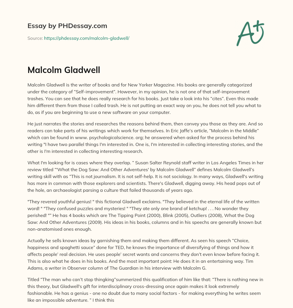 malcolm gladwell's essay small change