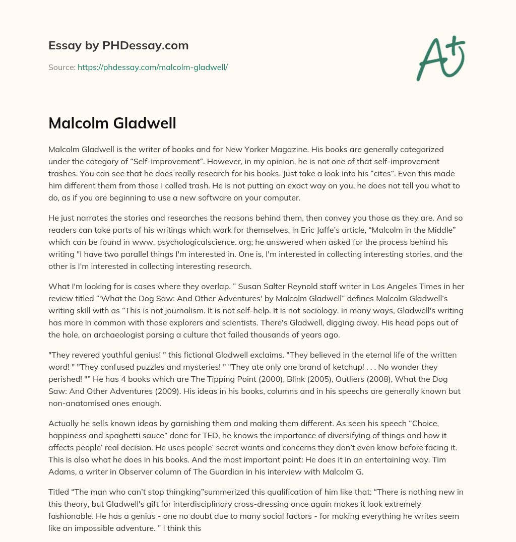 malcolm gladwell research paper website