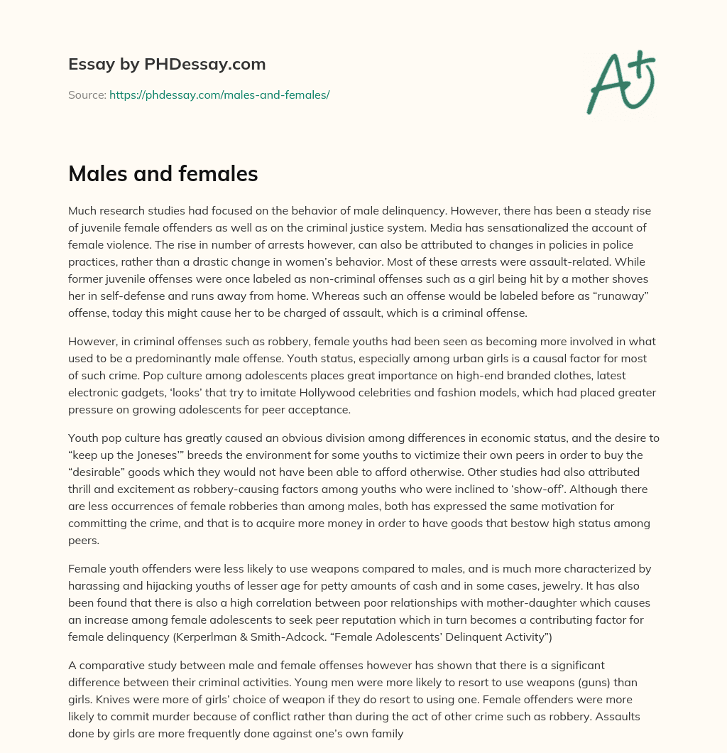 Males and females essay