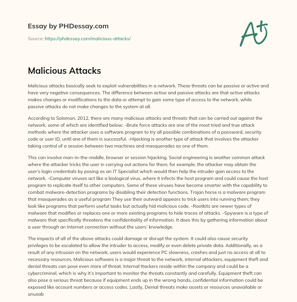 Malicious Attacks essay