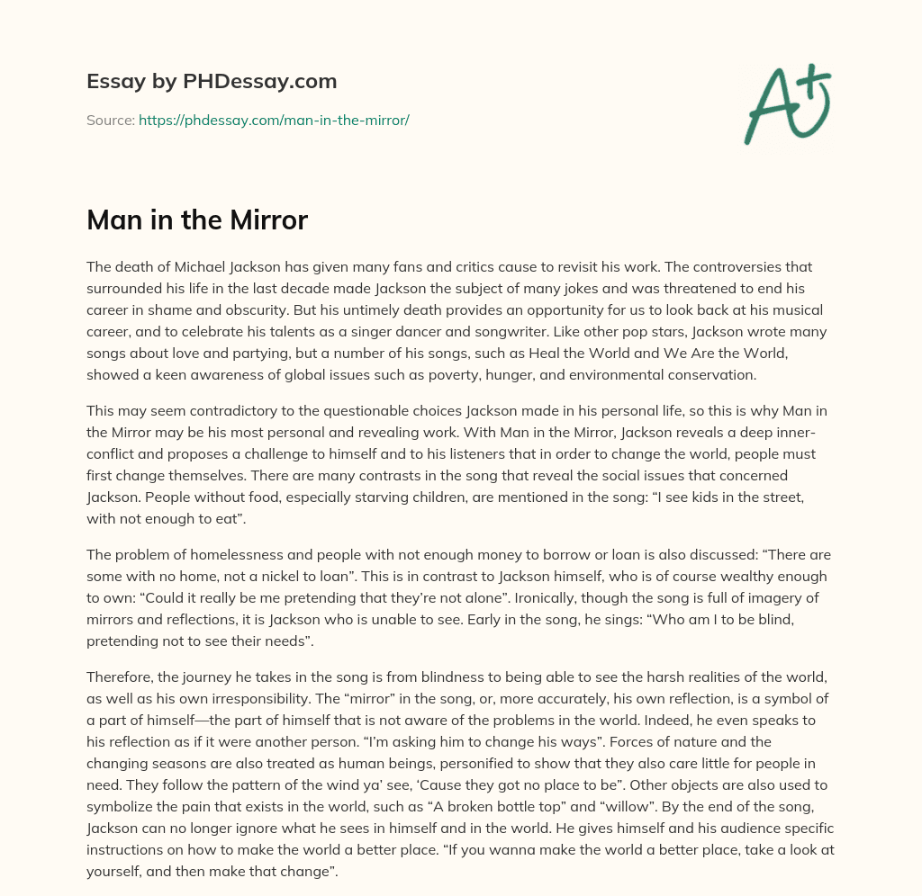 Man in the Mirror essay
