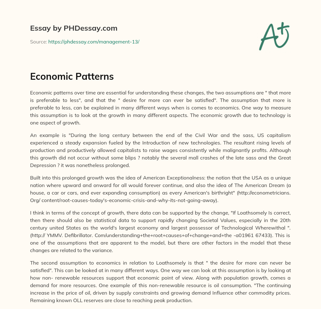 Economic Patterns essay