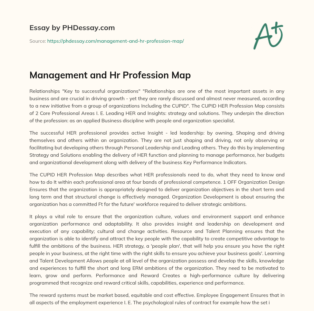 Management and Hr Profession Map essay