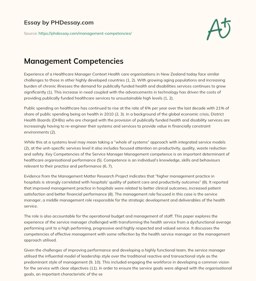 Management Competencies essay