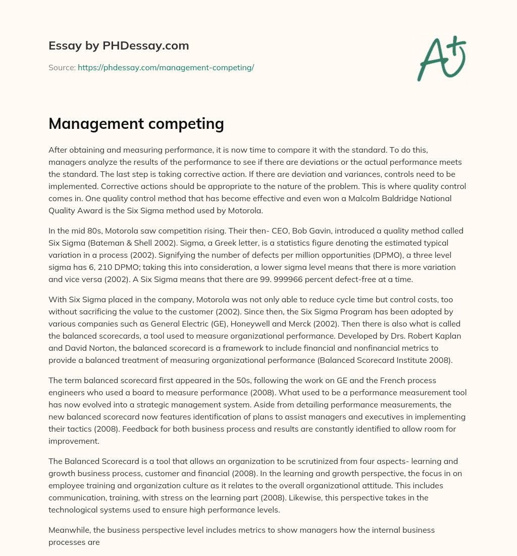 Management competing essay