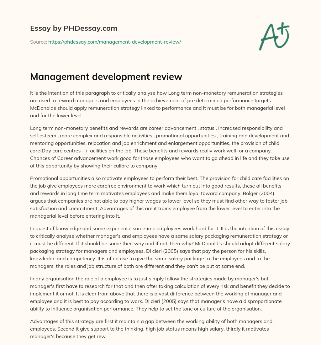 Management development review essay