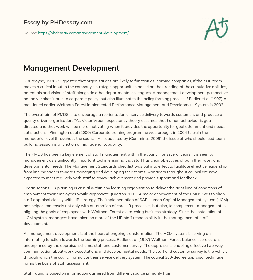 Management Development essay