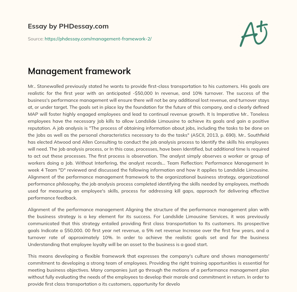 Management framework essay