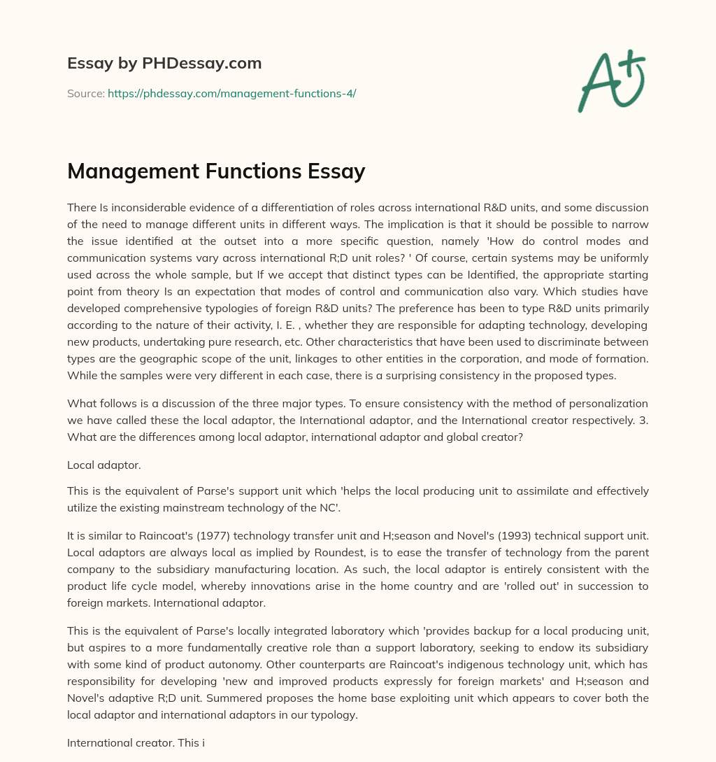 management functions essay