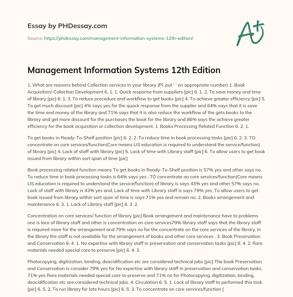 Management Information Systems 12th Edition essay