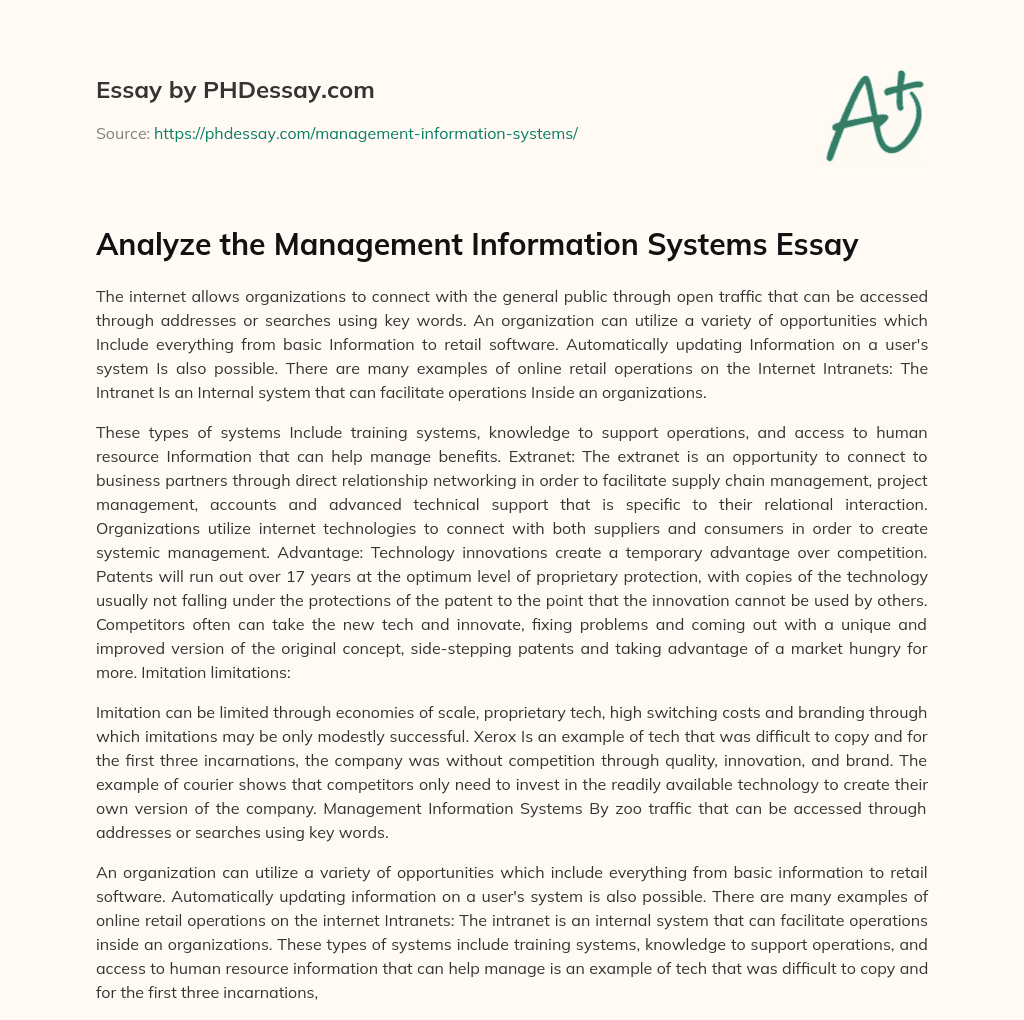 Benefits of Internet Technologies for Organizations: Intranets, Extranets, and Competitive Advantage essay