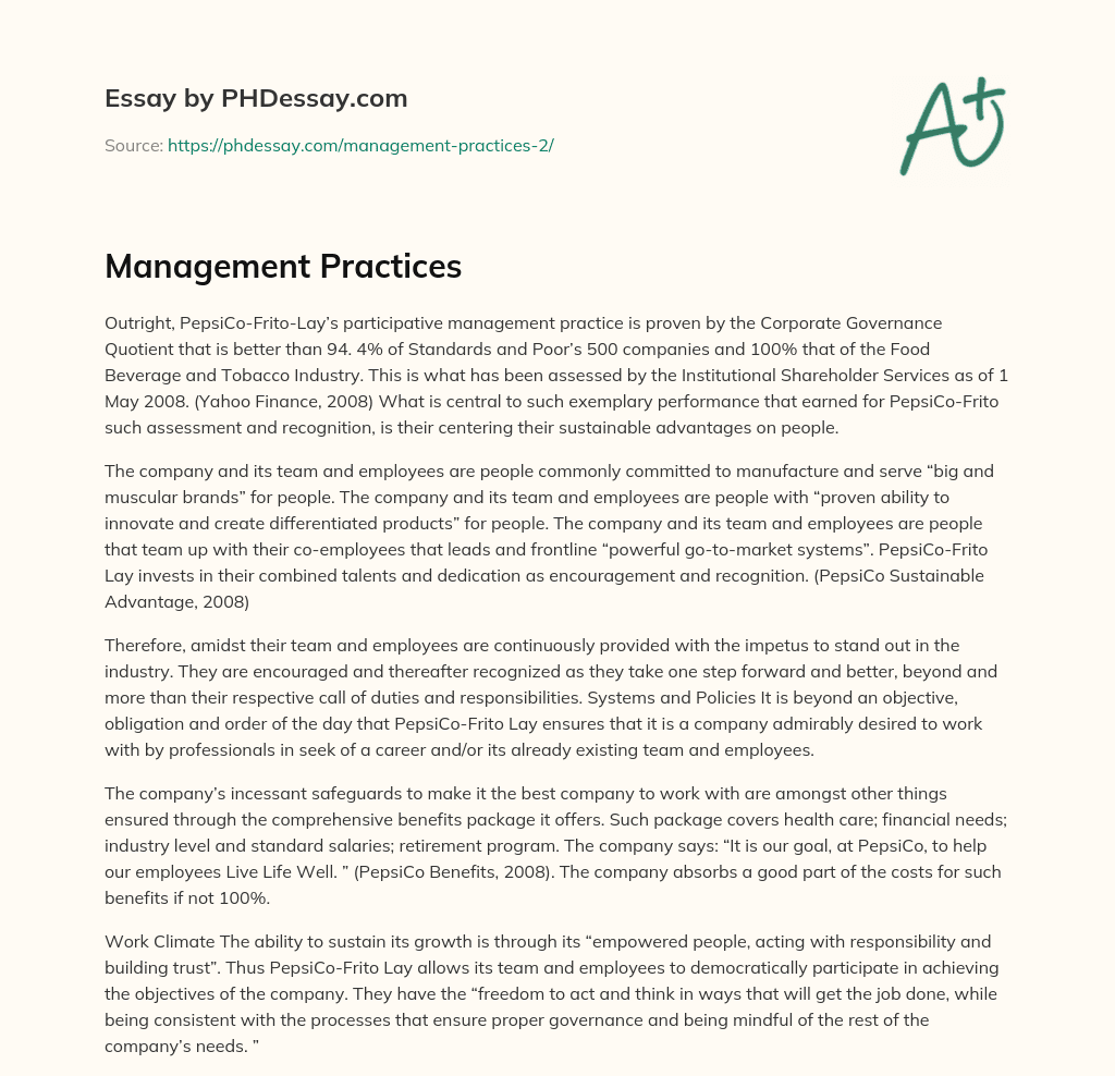 Management Practices essay
