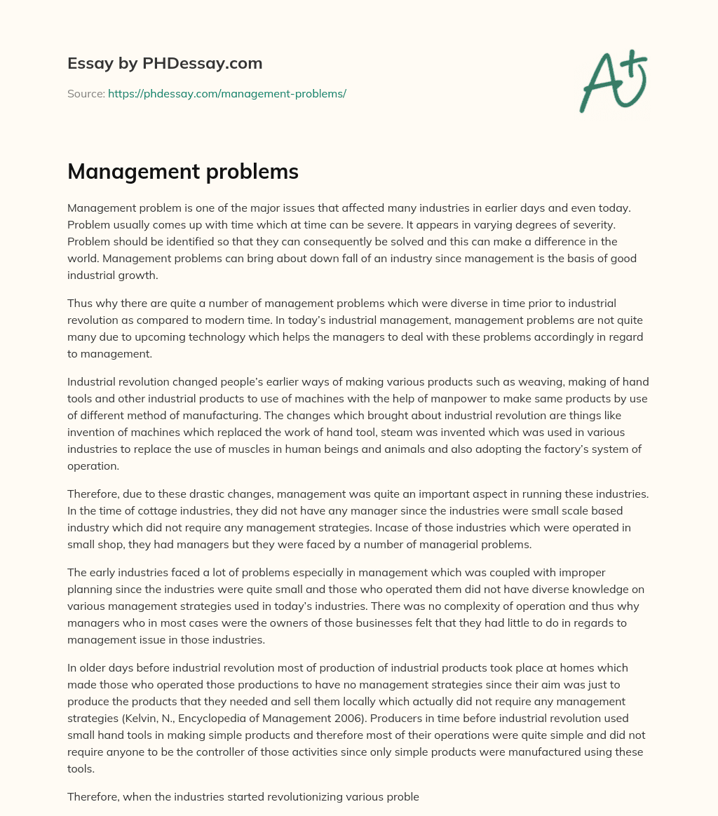 Management problems essay