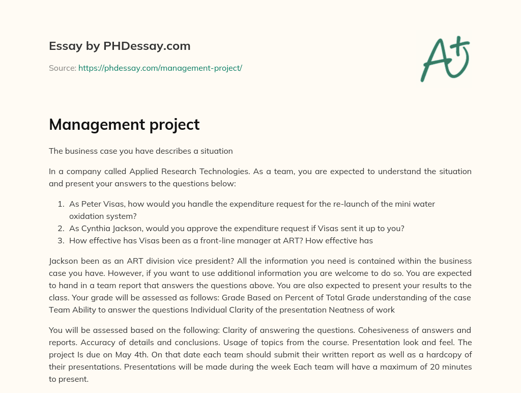 essay topics related to project management