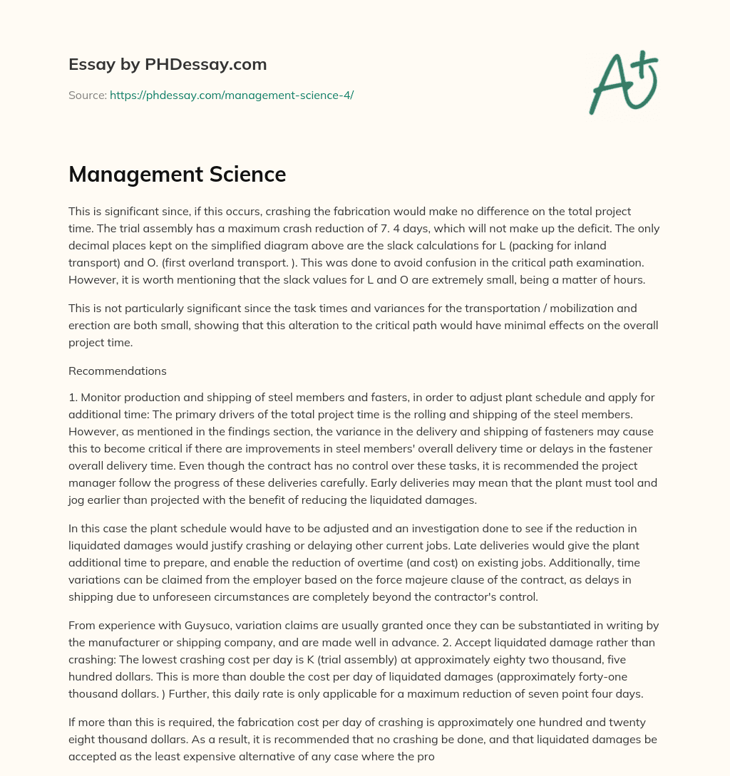 Management Science essay