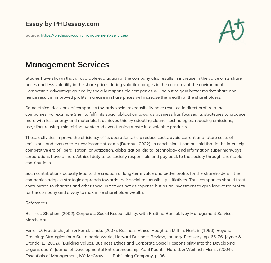 Management Services essay