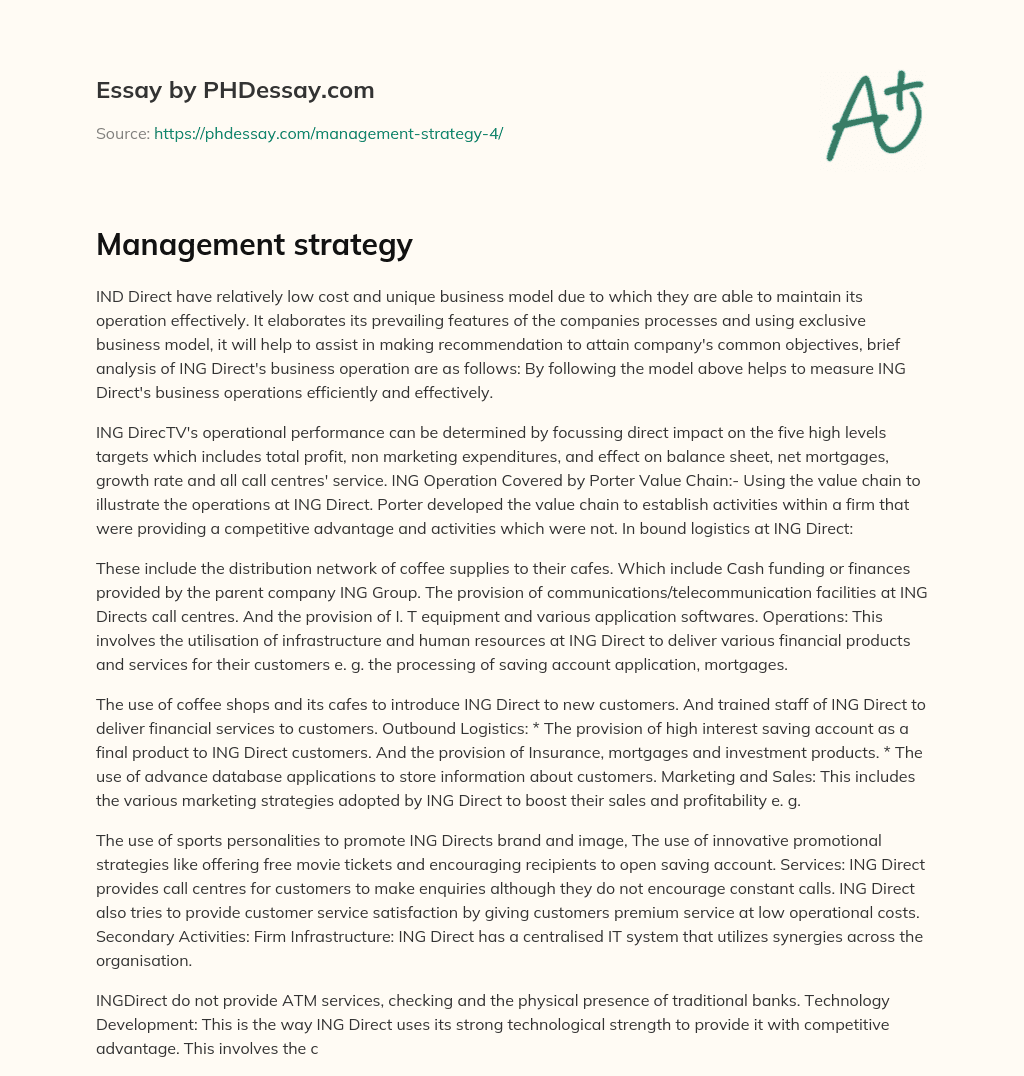 Management strategy essay