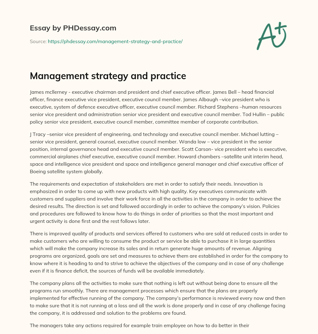 Management strategy and practice essay