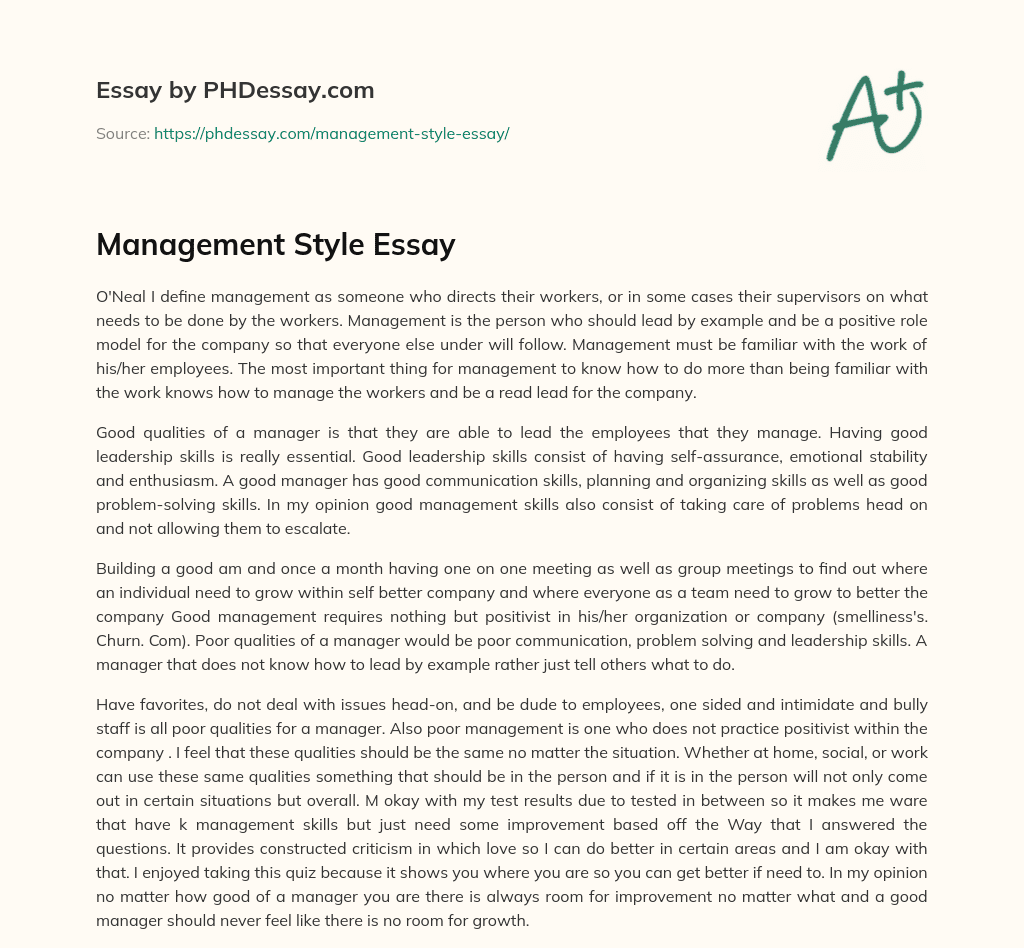 essay on management style