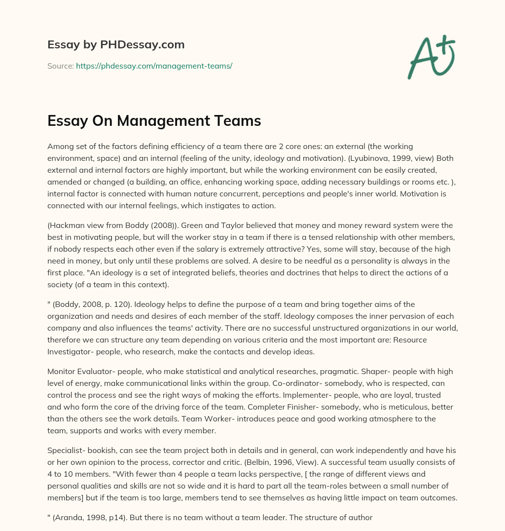 Essay On Management Teams essay