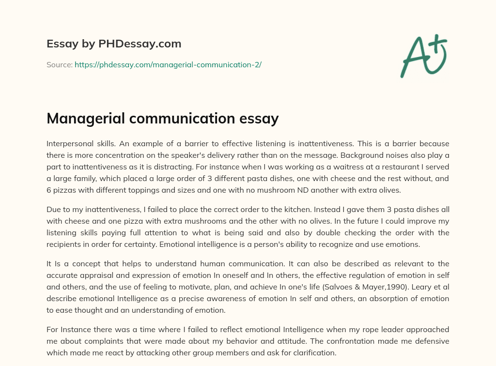 Managerial communication essay essay