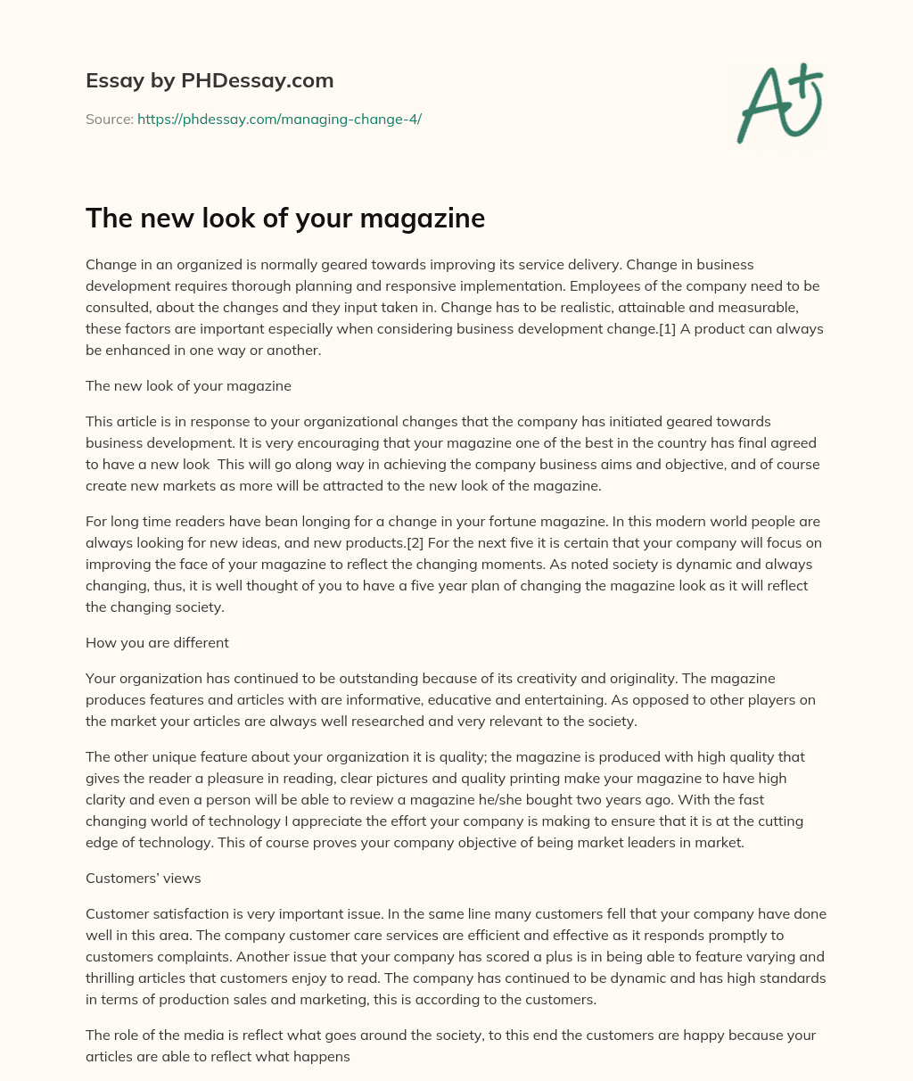 The new look of your magazine essay