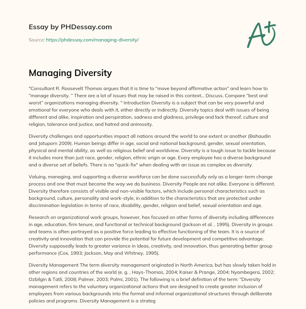 Managing Diversity essay