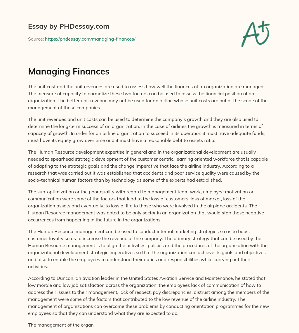 Managing Finances essay
