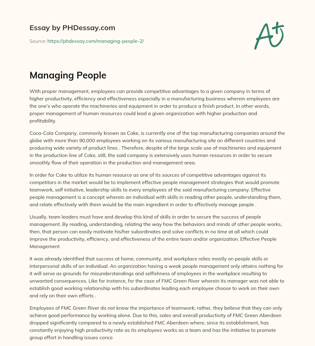 Managing People essay