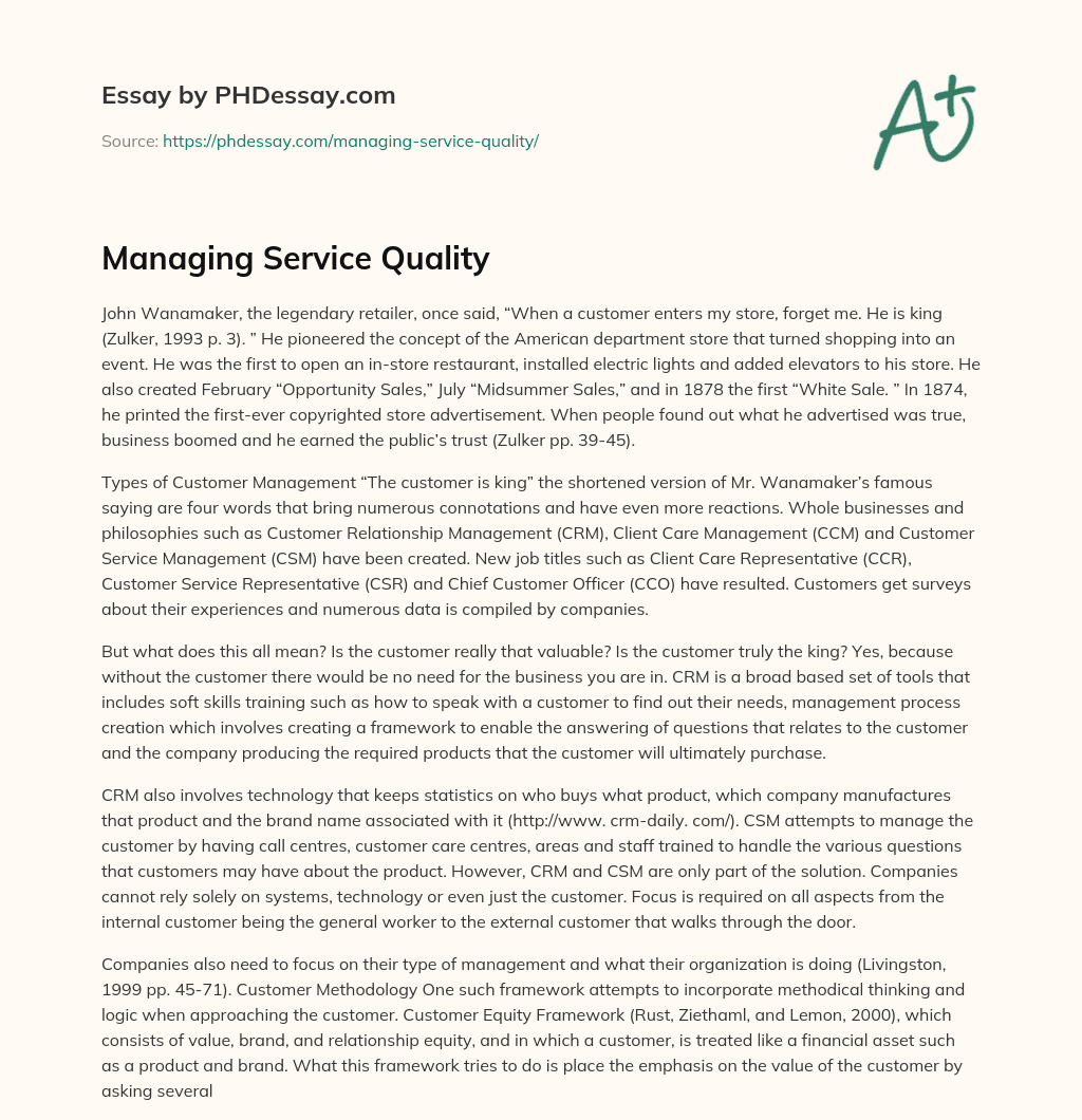 service quality essay