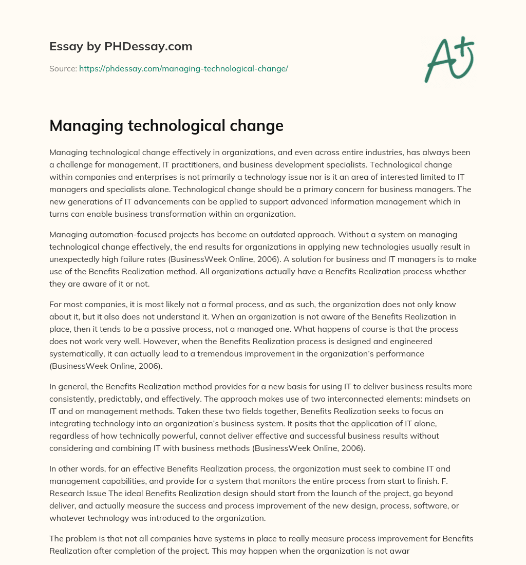 Managing technological change essay
