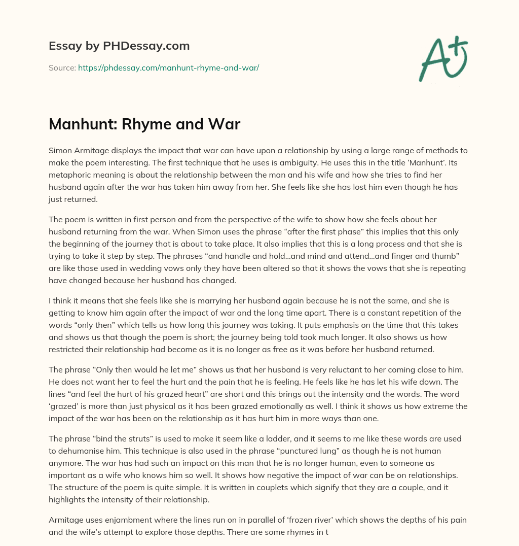 Manhunt: Rhyme and War essay