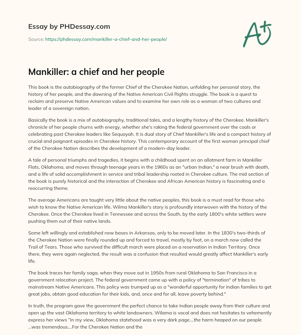 Mankiller: a chief and her people essay