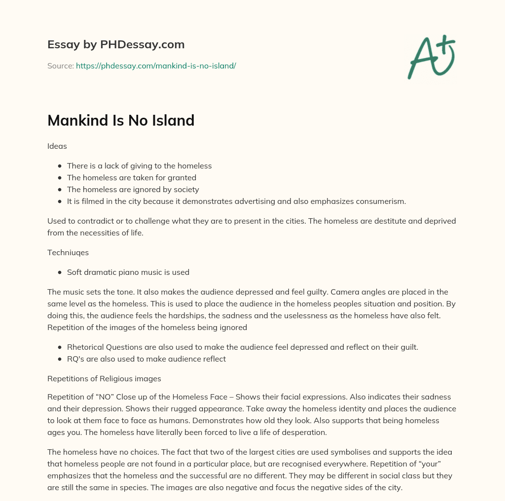 Mankind Is No Island essay