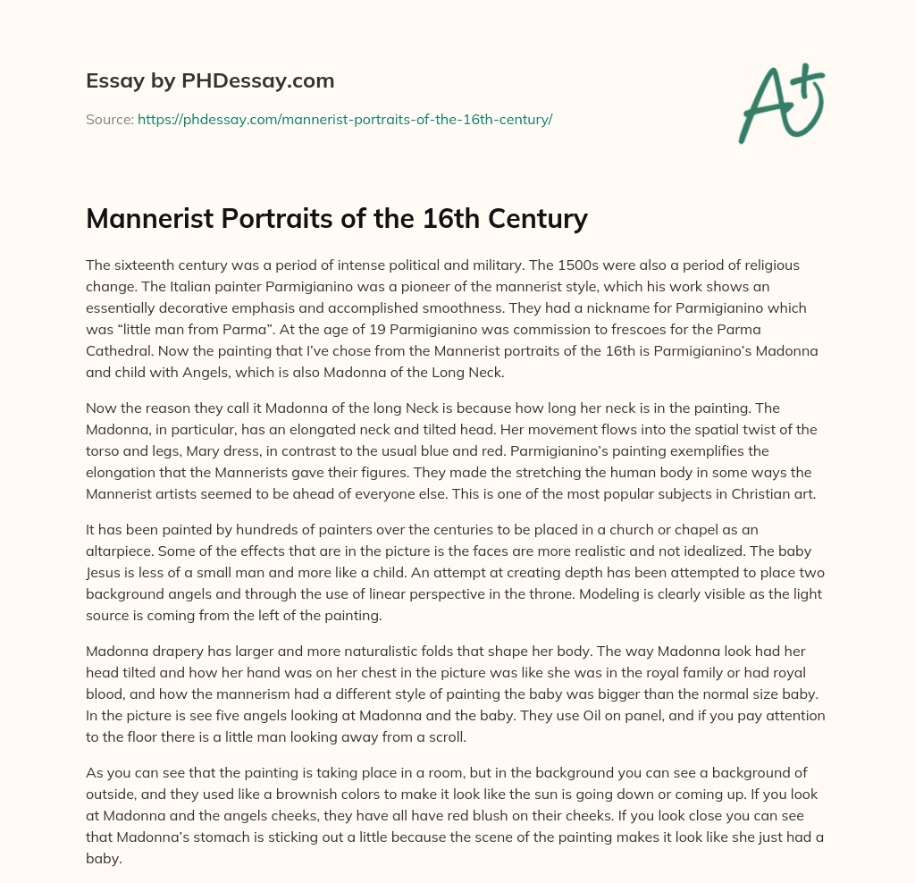 Mannerist Portraits of the 16th Century essay