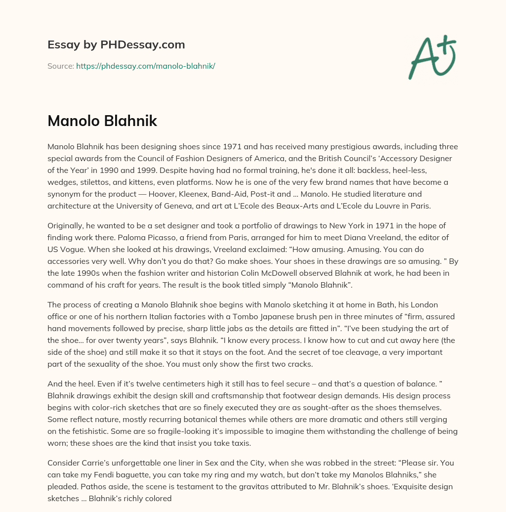 Manolo Blahnik essay
