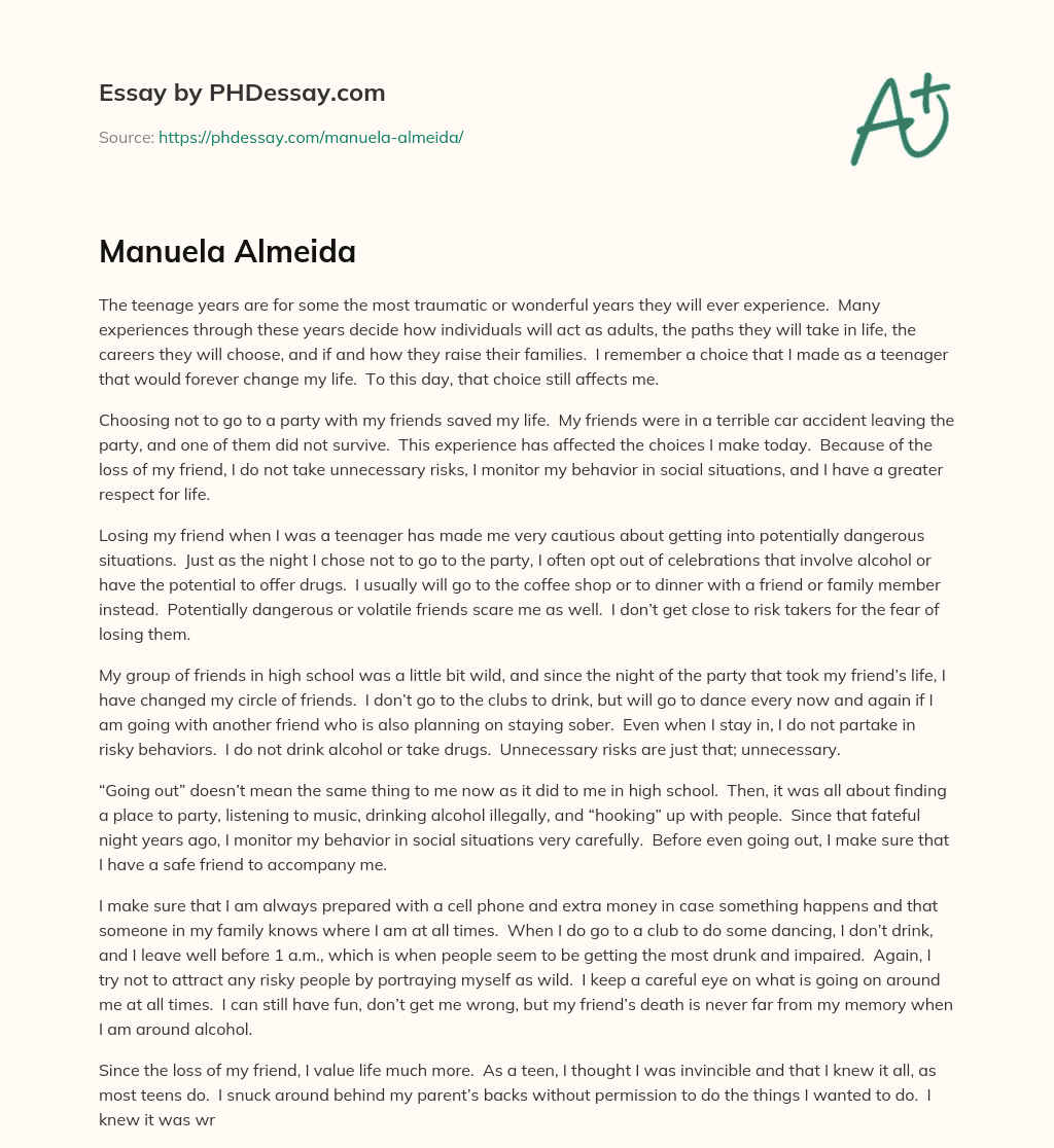 Manuela Almeida essay