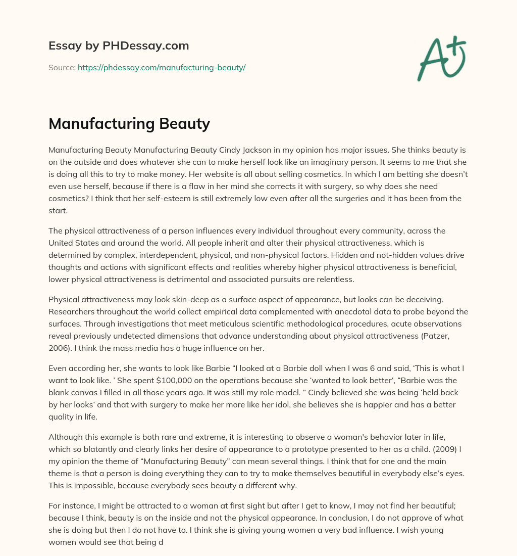 Manufacturing Beauty essay