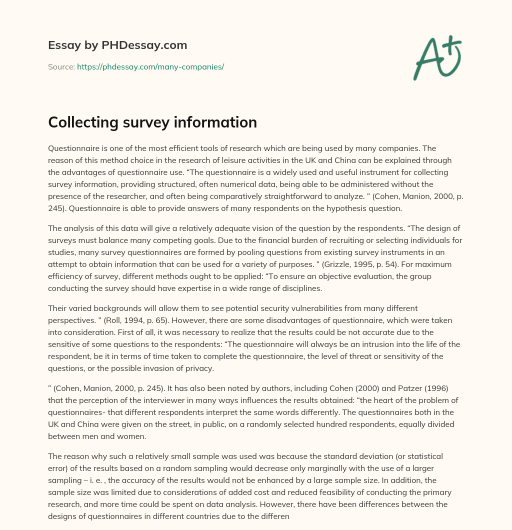Collecting survey information essay